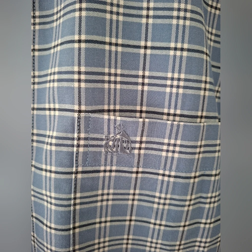 Lanvin Classique Men's Blue Checkered Button-up Dress Shirt (Size EU 46) - Picture 3 of 8